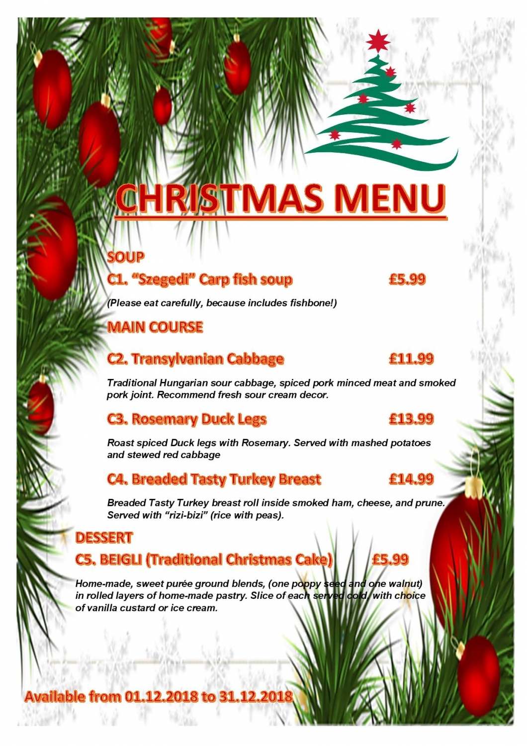 Our Christmas Menu is here! Goulash Hungarian Restaurant